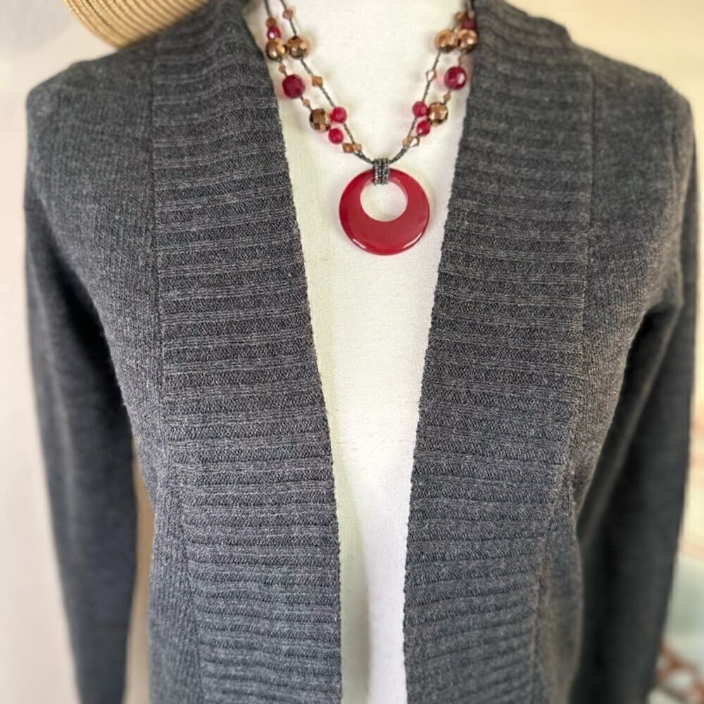 Women's Essentials By Full Tilt Dark Gray Cardigan Size Small 3 of 3